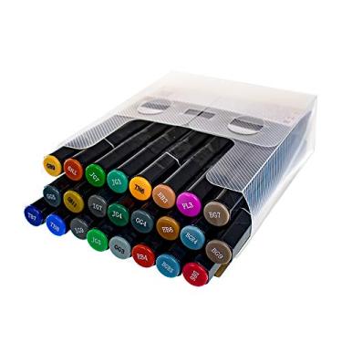 Imagem de Marcadores de ponta dupla com álcool - Pacote com 24 marcadores de arte de noir de espectro misturável - escuro