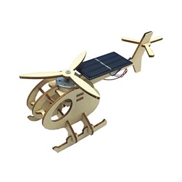 Imagem de Wemay 3D montar helicóptero movido a energia solar puzzle de madeira avião modelo de madeira kit de construção diy kit de artesanato criativo ensino educacional brinquedo presente para meninos meninas