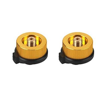 Imagem de Adaptador conversor de gás para fogão ao ar livre para queimador tipo dividido lata de butano para parafuso cartucho de gás/adaptador de válvula tipo Lindal dourado 2 peças