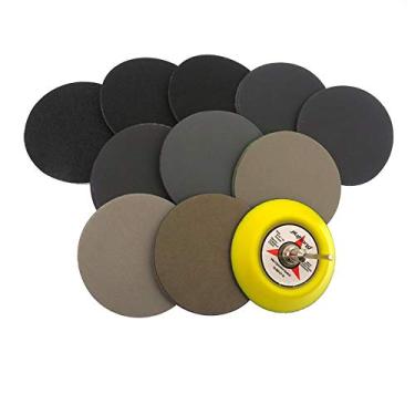 Imagem de SHENGANG 50 peças sortimento de lixa úmida e seca 80-7000 disco lixadeira de 3 polegadas 75 mm com gancho e alça de lixa para madeira