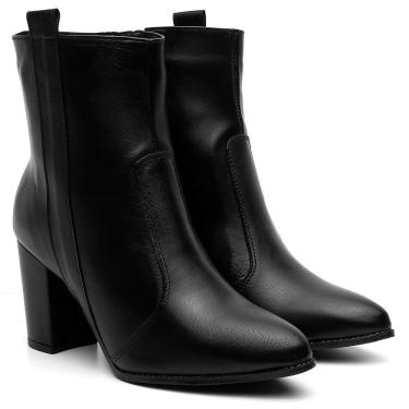 Imagem de Bota Feminina Couro Salto Alto Lisa Zíper Estilo Moderna