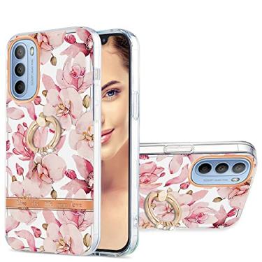 Imagem de YUNCHAO Caixa de telefone Para Motorola Moto G31 / G41 Ring IMD Flowers TPU Caixa de telefone capa para celular