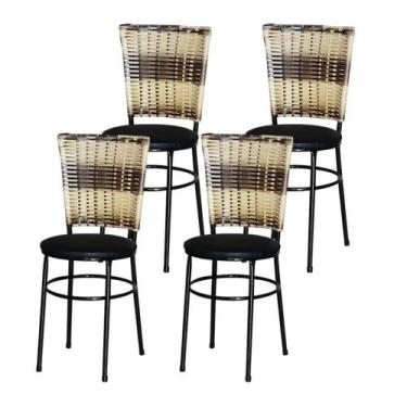 Imagem de Jogo 4 Cadeiras Para Cozinha Preta Hawai Cappuccino Premium - Lamar De
