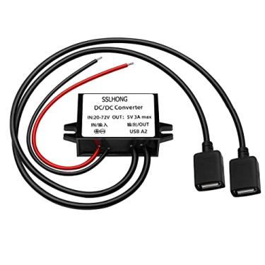 Imagem de SSLHONG Conversor de saída USB DC 20-72V para 5V Módulo Step-Down Transformador à prova d'água (USB duplo A)