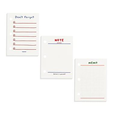 Imagem de 3 pacotes de mini fichário para planejador de papel recargas de 3 furos de papel perfurado de cor bege, folhas soltas para mini fichários recarregáveis de 3 anéis, 60 folhas por pacote, total de 180 folhas