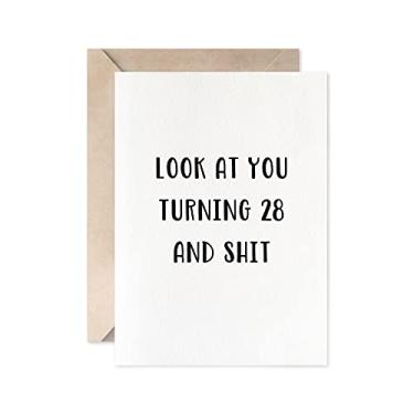 Imagem de Cartão de aniversário de 28 anos engraçado para homens ou mulheres, cartão de aniversário de 28 anos para filho, filha ou amigo