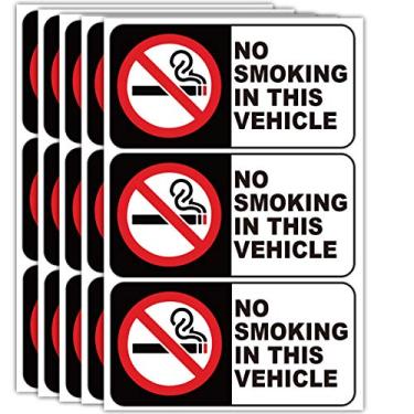 Imagem de Placa adesiva No Smoking in This Vehicle - 3,8 x 7,6 cm de durabilidade autoadesiva com proteção UV e à prova de intempéries, interior e exterior etiquetas de aviso decalque (15 peças)