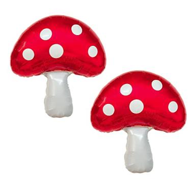 Imagem de Jumbo 76,2 cm 2 peças balões de cogumelo fada toadstool folha balão jardim de fadas chá cogumelo decorações de festa princesa fada aniversário floresta suprimentos de chá de bebê