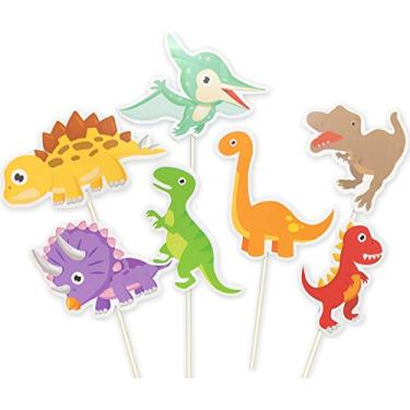 Imagem de ALISSAR 35-Pack Baby Dinosaur Cupcake Toppers Picks, Dinosaur cake Toppers for Kids Birthday Baby Shower Party Decorations Supplies