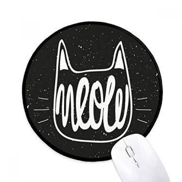 Imagem de Mewing Cat Black White Quote Mouse Pad Desktop Office Tapete redondo para computador