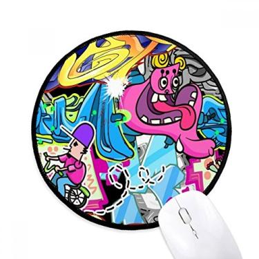 Imagem de DIYthinker Graffiti Cultura Rua Monstro Colorido Mouse Pad Desktop Escritório Tapete Redondo para Computador