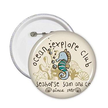Imagem de Hippocampus Marine Life Estampa de desenho animado Broche Emblema Botão Decoração Acessório 5 peças