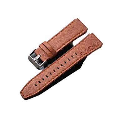 Imagem de HAZELS Pulseira de pulseiras de couro de 22mm para Huawei Watch GT 2 Pro GT2 2e Pulseira de substituição de pulseira de relógio inteligente GT 3 46mm GT Runner acessórios (cor: marrom,