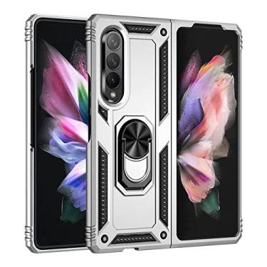 Imagem de Para Samsung Galaxy Z Fold3 5G ZFold3 Case Armor Magnetic Car Holder Stand Ring Phone Case Para Samsung Z fold 3 Zfold Back Cover, Sliver, para Galaxy Z Fold3 5G