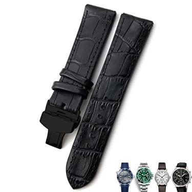 Imagem de JWTPRO 20mm 21mm 22mm pulseira de couro preto marrom pulseiras de relógio para Rolex para Omega Seamaster 300 para Hamilton para Seiko para IWC para pulseira Tissot (Cor: preto 1 preto, Tamanho: 20mm)
