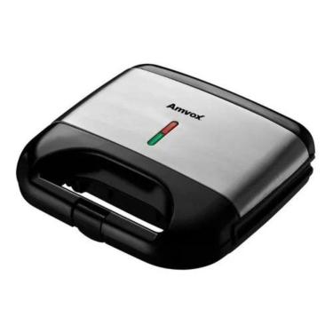 Imagem de Sanduicheira E Grill Elétrica Amvox Ams500 New Antiaderente Preta 750W