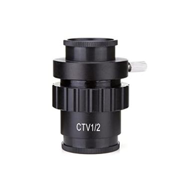 Imagem de Adaptador de microscópio lente de montagem em C 1/2CTV 1/3 adaptador de câmera CTV, acessórios de microscópio de interface C padrão para acessórios de microscópio de microscópio estéreo trinocular (cor: 1/2)