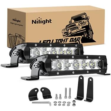 Imagem de Nilight Barra de luz LED super fina, 2 peças, 18 cm, 30 W, farol de neblina para dirigir, 3600 lm, luzes off-road para caminhões, captador SUV ATV UTV, barco, 4 x 4 furgão - 2 estilos de montagem, 2