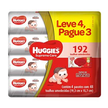 Imagem de Lenços Umedecidos Huggies Supreme Care Leve 4 Pague 3 - 192 unidades, Huggies, Vermelha, pacote de 4