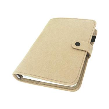 Imagem de A6 / A5 Capa de feltro de 6 furos redondo com vista de anel Pasta de arquivo para protetores de folha solta (Yellow 42, A5 combo)