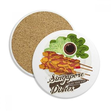 Imagem de Caneca tradicional Singapura Satay para porta-copos com proteção de mesa, pedra absorvente