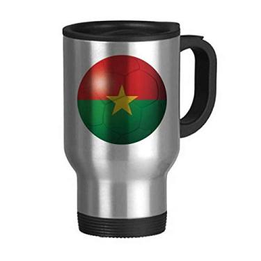 Imagem de Caneca de viagem Burkina Faso com bandeira nacional de futebol com tampa flip em aço inoxidável copo de carro copo térmico
