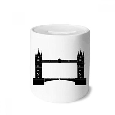 Imagem de DIYthinker Caixa de moedas de cerâmica do Reino Unido com contorno da Torre de Londres da Grã-Bretanha, presente de cofrinho