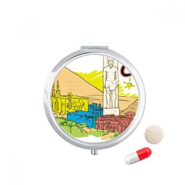 Imagem de Porta-comprimidos decorativos do antigo Egito com padrão de cidade e bolso para remédios