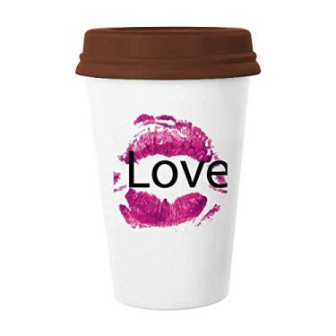 Imagem de Caneca de cerâmica para o Dia dos Namorados Love Pink Lip Mug Coffee Drinking Glass Ceramic Cup