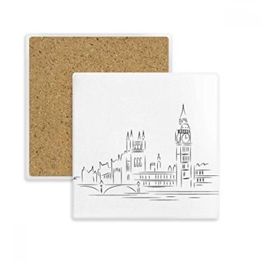 Imagem de Esboço de bandeira do Reino Unido com ilustração de marco quadrado, porta-copos, suporte de subplaca, pedra isolante