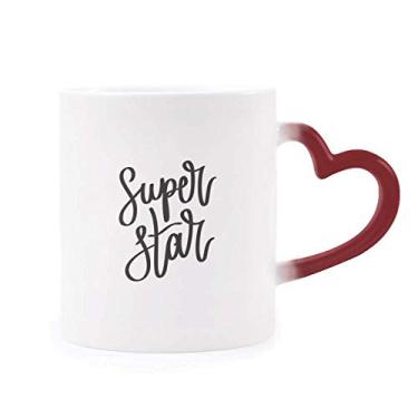 Imagem de Caneca sensível ao calor com citação Super Star que muda de cor vermelha
