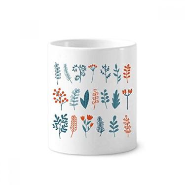 Imagem de Suporte de caneta de escova de dentes com ilustração de folhas coloridas de Natal com suporte de cerâmica