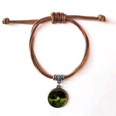 Imagem de DIYthinker Pulseira de couro verde com estampa florestal ciência natureza cenário pulseira de couro corda marrom joia presente