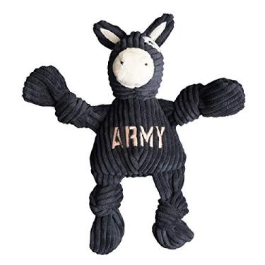 Imagem de HuggleHounds Mascote de pelúcia para faculdade de veludo cotelê durável e com barulho, ótimo brinquedo para cães para mastigadores agressivos, Mua do exército, pequeno