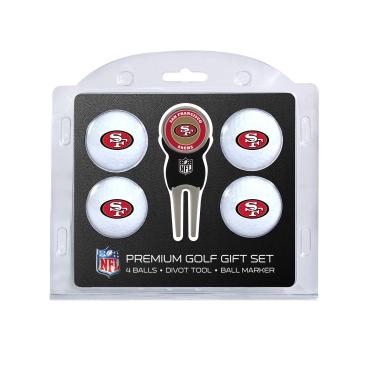 Imagem de Team Golf Bolas de golfe NFL San Francisco 49ers tamanho regular (4 unidades) e ferramenta de Divot com marcador magnético de dupla face removível