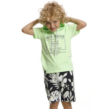 Imagem de Conjunto Camiseta Bermuda Infantil Estampado Verde Banana Danger