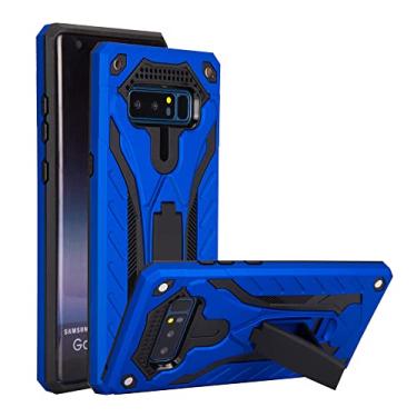 Imagem de Capa ultrafina compatível com Samsung Galaxy Note 5, grau militar forte duas camadas PU+TPU capa de corpo inteiro híbrida, suporte protetor à prova de poeira à prova de choque capa traseira do telefone (cor: azul jóia)