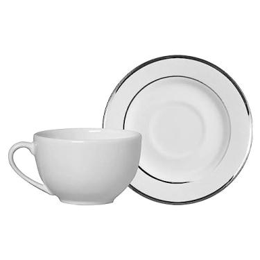 Imagem de Xícara Chá com Pires Relevo Prata Alleanza 250 ml 6 un