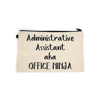 Imagem de Bolsa de maquiagem de assistente administrativo, presente para assistente administrativo, assistente administrativo, também conhecido como OFFICE NINJA, bolsa de higiene pessoal, para ela, bolsa de maquiagem para mulheres, bolsa de , Branco