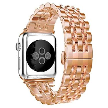 Imagem de Pulseira Metal 7 Elos LTIMPORTS, compativel com Apple Watch 42mm Series 11/10, 41mm Series 9/8/7, 40mm Series 6/5/4/SE e Apple Watch 38mm Series 3/2/1 (Rose Gold)