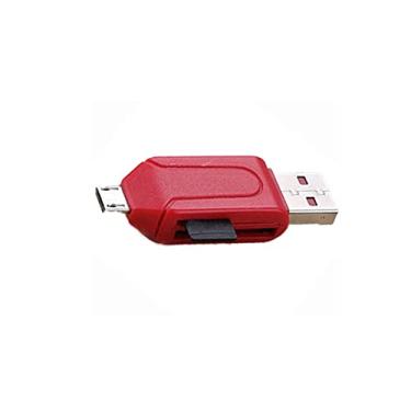 Imagem de Leitor de cartão micro USB 2.0 2 em 1OTG adaptador micro leitor de cartão de memória portátil para SD, Micro SD, SDXC, SDHC, Micro SDHC, Micro SDXC (vermelho)