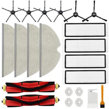 Imagem de Pacote com 16 peças de reposição compatíveis com Roborock S6 Pure, S6, E4, S4 Max, S6 MaxV, S5, S5 Max, S4, E20 E25 E35 S50 Xiaomi Mijia Robot Vacuum, 2 escovas principais, 4 filtros, 6 escovas