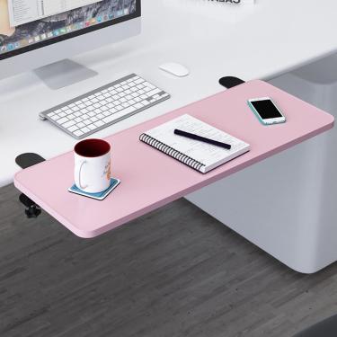 Imagem de Bandeja de teclado ergonômico, bandeja extensora de mesa ergonômica, bandeja de teclado de braçadeira, plataforma de extensão de mesa dobrável, suporte de mesa escolar gaveta storge, rosa, 7