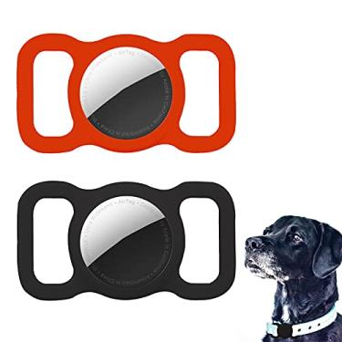 Imagem de Capa protetora compatível com Apple AirTag 2021, 2 pacotes de silicone para rastreador de GPS para cães e gatos, suporte de alça para animais de estimação, leve, antiarranhões, antiperda