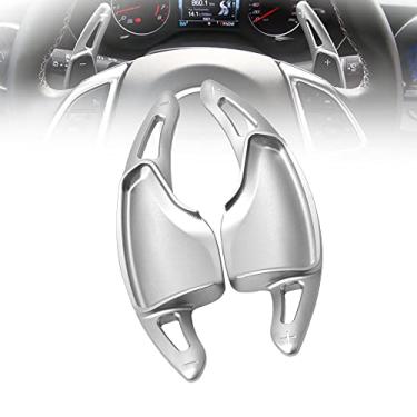 Imagem de HIBEYO Extensões de mudança de volante de reposição esportivas para Chevy Chevrolet Camaro 2016-2019, C7 Corvette 2015-2019 Acessórios interiores Remo de mudança CNC Billet prata