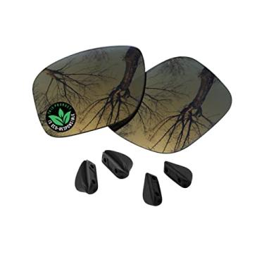 Imagem de Raydi Lentes de reposição de policarbonato e protetores de nariz para óculos de sol retangulares Oakley Drop Point OO9367 - Bronze Dourado espelhado - Polarizado