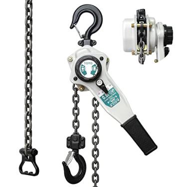 Imagem de TOYO Guincho de corrente com alavanca de 793 kg, 3 metros, corrente vem junto 0,8 T 3 pés catraca corrente de aço de liga G80 corrente 2 ganchos resistentes para máquinas de garagem automotiva de armazém de construção (793 kg 3 pés)