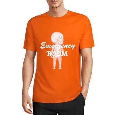 Imagem de CHAIKEN&CAPONE Camiseta masculina Emergency Department, camisetas macias, 5GG, masculina, gola redonda, manga curta, algodão, Laranja médio, XXG