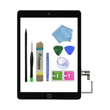 Imagem de Zentop para iPad 5 2017 9,7 polegadas (A1822, A1823) Conjunto de substituição de digitalizador de tela sensível ao toque com botão Home, suporte de câmera, adesivo pré-instalado, kit de reparo de ferramentas, Preto