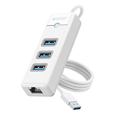 Imagem de ORICO Adaptador USB 3.0 para Ethernet, hub USB 3.0 de 3 portas com adaptador RJ45 10/100/1000 Gigabit Ethernet, compatível com Mac OS 10.X e superior, Linux, Android e mais